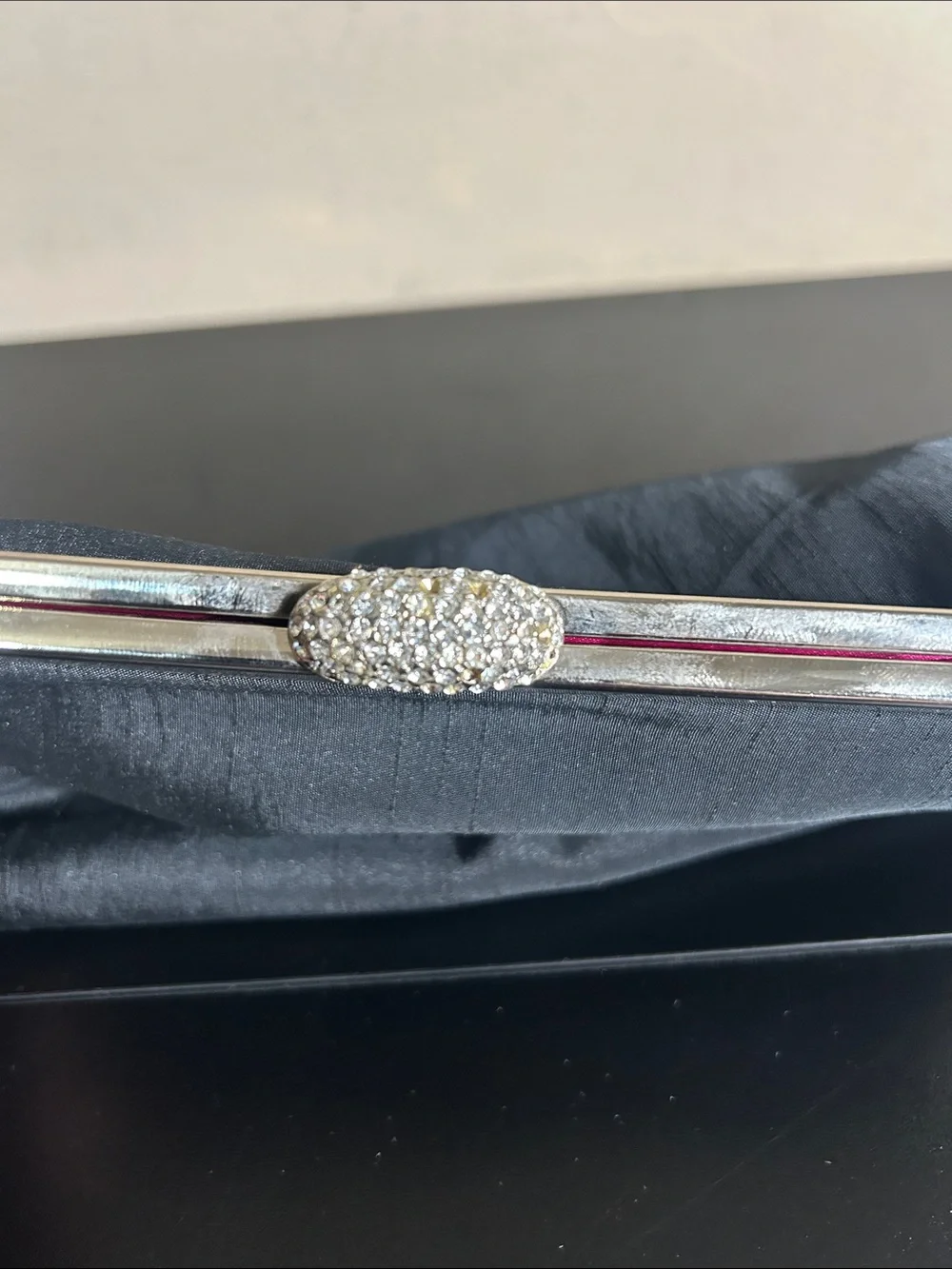 Lancôme Classic Black Satin Evening Clutch Vintage